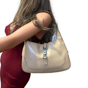 Authentic Gucci Shoulder Bag Brown Leather Used GG Handbag Vintage​​